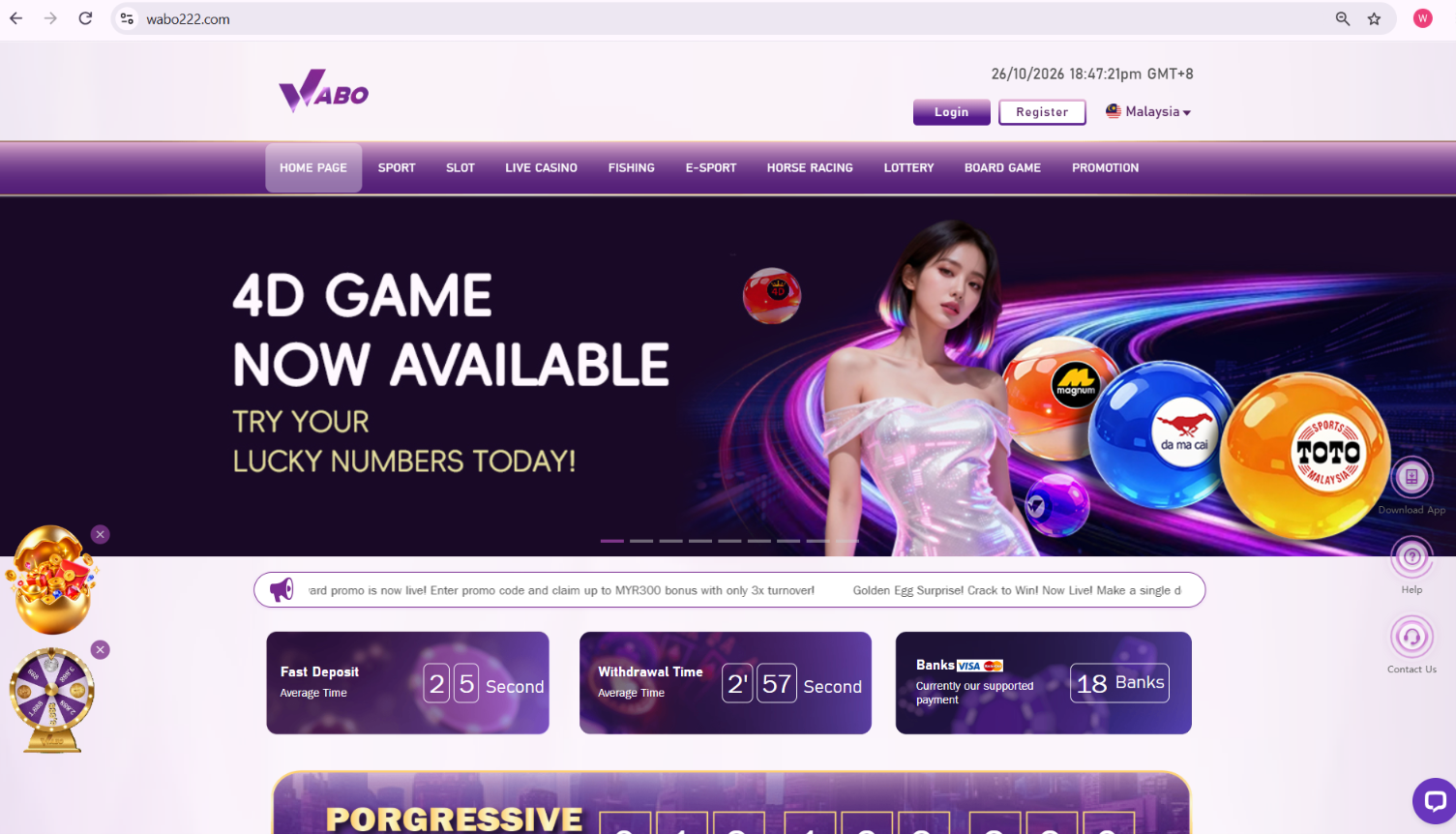 WABO Malaysia desktop homepage with Malaysia selector and product navigation